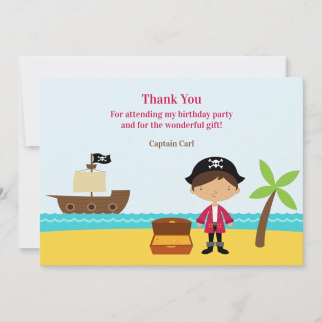Remerciements Carte de remerciement Pirate Capitaine (Devant)