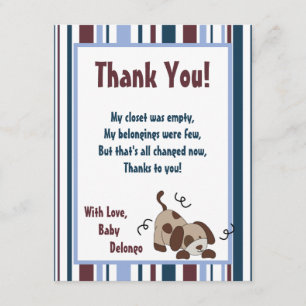 Remerciements Carte de remerciement plate 4x5 Lil League chiot