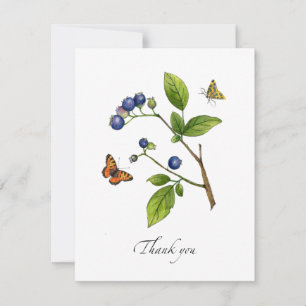 Remerciements Carte de remerciement plate à l'aquarelle Bleuets