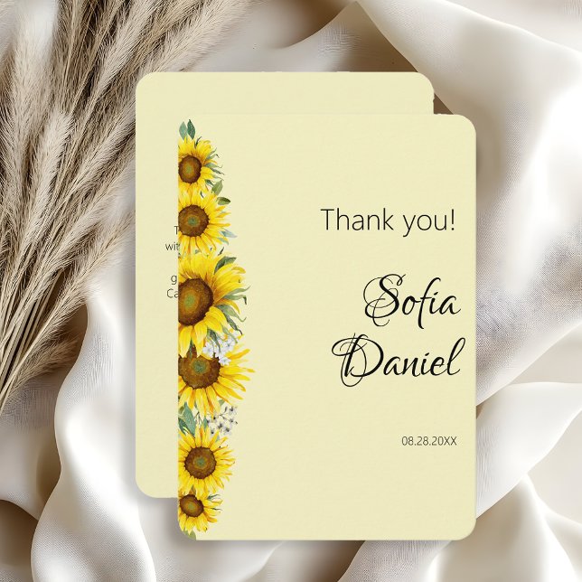 Remerciements Carte de remerciement plate aquarelle jaune tourne (Créateur téléchargé)