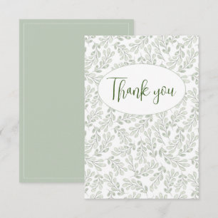 Remerciements Carte de remerciement plate avec feuilles de verdu