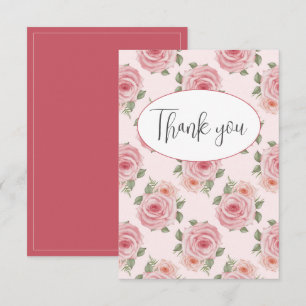 Remerciements Carte de remerciement plate avec roses roses