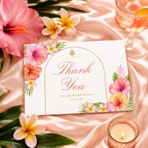 Carte de remerciement plate d'Hibiscus tropical