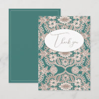Carte de remerciement plate en faux dentelle verte