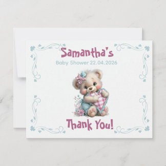 Remerciements Carte de remerciement plate ourson Baby Shower 