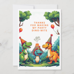Remerciements Carte de remerciement plate pour anniversaire Dino