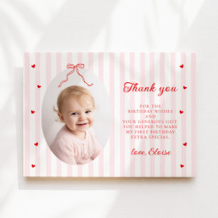 Remerciements Carte de remerciement plate pour le 1er anniversai