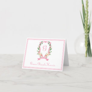 Remerciements Carte de remerciement pliée à armoiries florales r