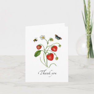 Remerciements Carte de remerciement pliée à l'aquarelle fraise