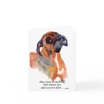 carte de remerciement pliée aquarelle boxer doux e