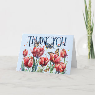 Remerciements Carte de remerciement pliée Champ de tulipes