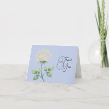Carte de remerciement pliée florale bleu poussiére