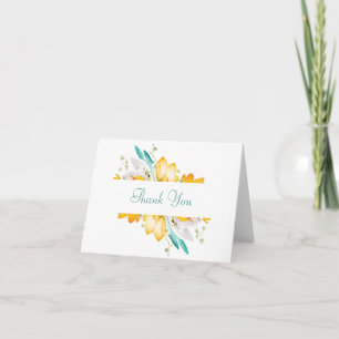 Remerciements Carte de remerciement pliée florale verte chasseur