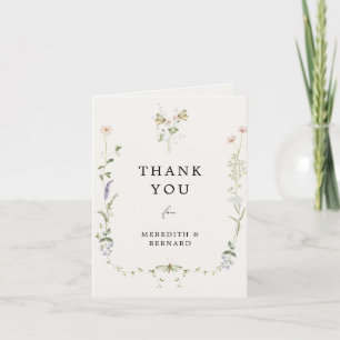 Remerciements Carte de remerciement pliée pour mariage aux fleur