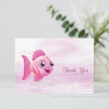 Carte de remerciement Poisson Rose