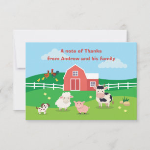 Remerciements Carte de remerciement pour anniversaire avec anima