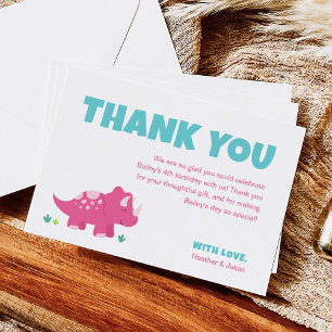 Remerciements Carte de remerciement pour anniversaire de dinosau