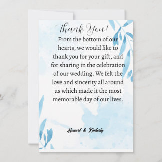 Remerciements Carte de remerciement pour assister à un mariage