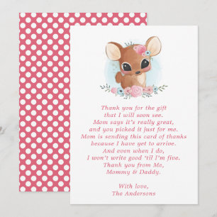 Remerciements Carte de remerciement pour baby shower avec cerf f