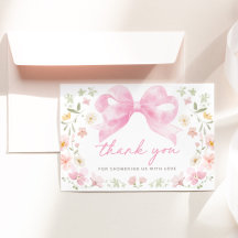Carte de remerciement pour Baby Shower avec un Nœu