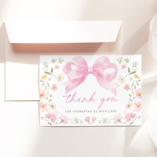 Remerciements Carte de remerciement pour Baby Shower avec un Nœu