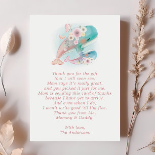 Remerciements Carte de remerciement pour baby shower baleine aqu