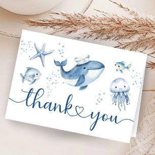 Remerciements Carte de remerciement pour Baby Shower Baleine Mar