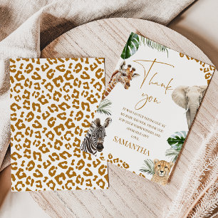 Remerciements Carte de remerciement pour Baby Shower Brown Safar