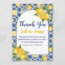 Carte de remerciement pour Baby Shower Citron