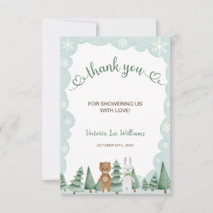 Remerciements Carte de remerciement pour Baby Shower d'hiver flo