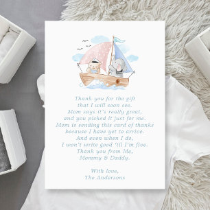Remerciements Carte de remerciement pour Baby Shower Éléphant Ou