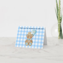 Carte de remerciement pour Baby Shower Ours