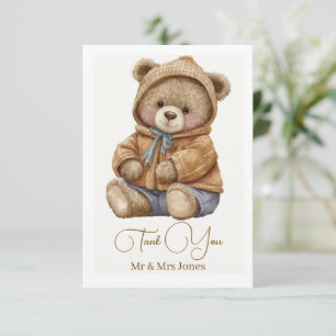Remerciements Carte de remerciement pour Baby Shower Ourson Bohè