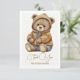 Remerciements Carte de remerciement pour Baby Shower Ourson Bohè