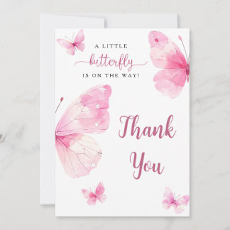 Remerciements Carte de remerciement pour Baby Shower Papillon Bé