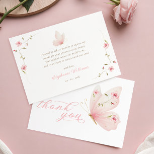 Remerciements Carte de remerciement pour Baby Shower Papillon Fl