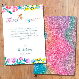 Remerciements Carte de remerciement pour Baby Shower Papillon Mi