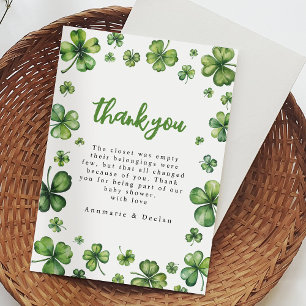 Remerciements Carte de remerciement pour Baby Shower Shamrock