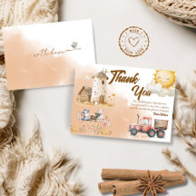 Carte de Remerciement pour Baby Shower sur le Thèm