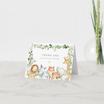 Carte de remerciement pour Baby Shower sur les Ani