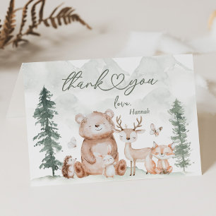 Remerciements Carte de remerciement pour Baby Shower sur les Ani