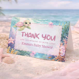 Remerciements Carte de remerciement pour Baby Shower Tortue sous