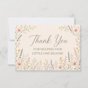 Remerciements Carte de remerciement pour Baby Shower Wildflower