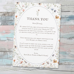 Remerciements Carte de remerciement pour Baby Shower Wildflower