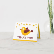 Carte de remerciement pour Baby Shower Yellow Bird