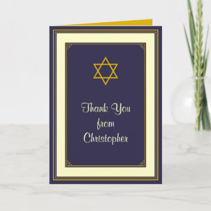 Remerciements Carte de remerciement pour Bar Mitzvah Navy et Or