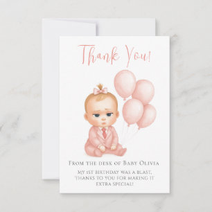 Remerciements Carte de remerciement pour bébé fille patron - Béb