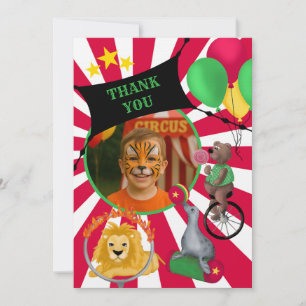 Remerciements Carte de remerciement pour enfants Animaux de cirq