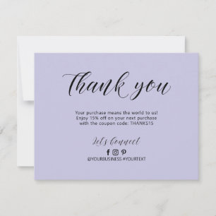 Remerciements Carte de remerciement pour entreprise avec lettrag