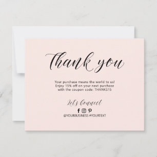 Remerciements Carte de remerciement pour entreprise avec lettrag